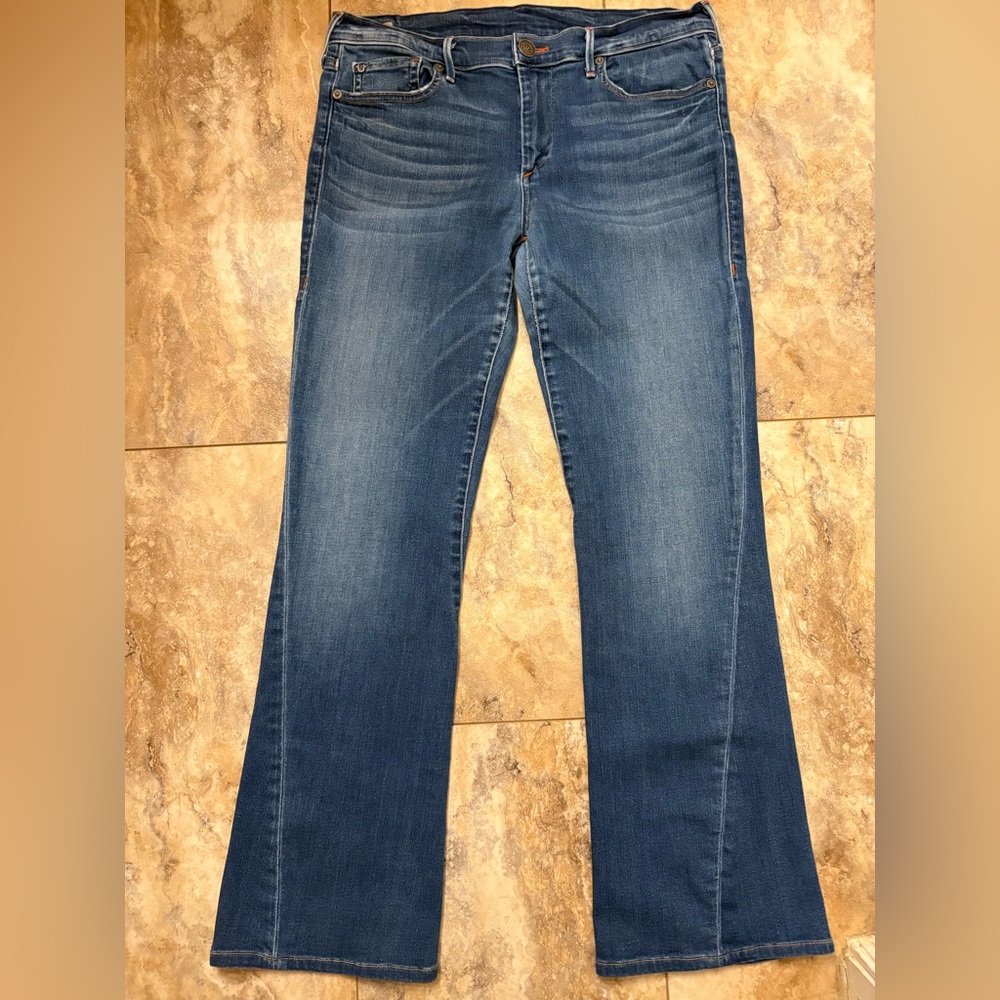 True Religion Becca Mid Rise Bootcut Denim Jeans Twisted Seam Women’s Size 32